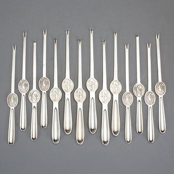 HUMMERGAFFLAR, 14, nysilver, GAB och CGH, 1900-tal.