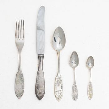 Bestickservis, silver, 27 delar,  "Tornedal", bl a  Mema, 1900-talets mitt.