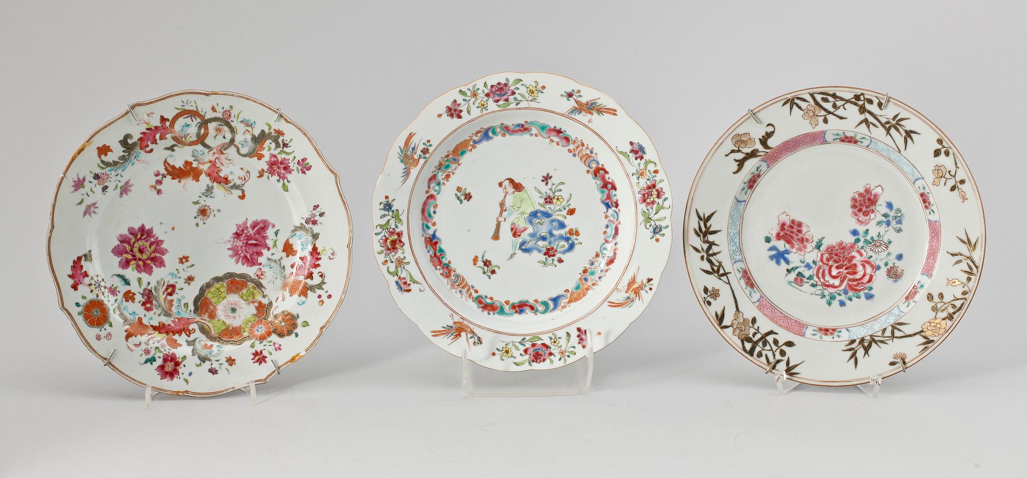 TALLRIKAR, 4 st, porslin, Kina, Qianlong, 1700-tal.