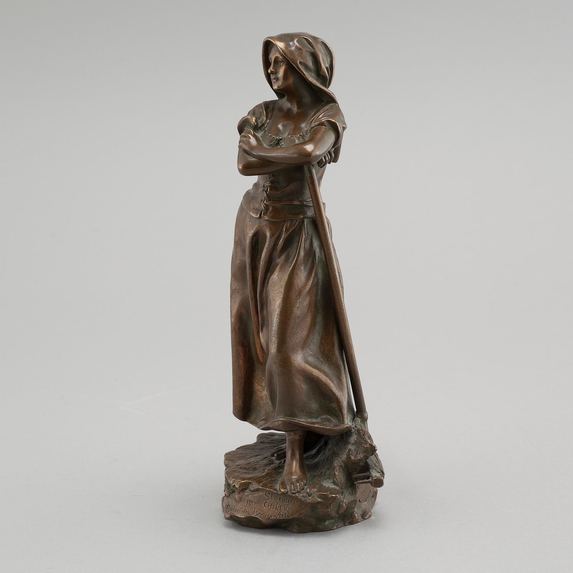 A bronze sculpture by Charles Octave Lecy, signed and with control-mark.