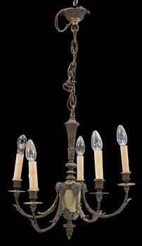 LJUSKRONA, brons samt metall, sent 1800-tal. Höjd: 48 cm.