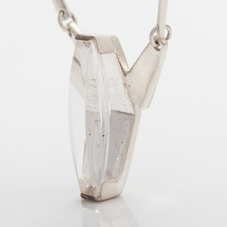 Björn Weckström, A sterling silver necklace "Luminoso" with a munsteiner cut rock crystal. Lapponia 2009.