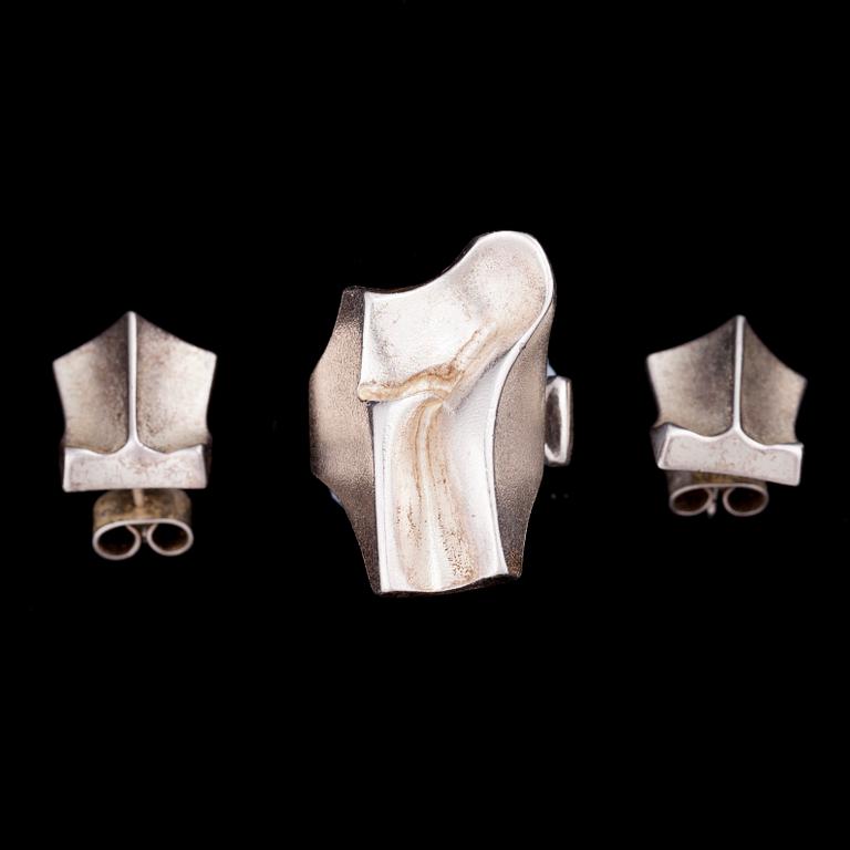 RING SAMT ÖRHÄNGEN, sterling silver, Lapponia 1986. Tot. vikt 19,8 g.