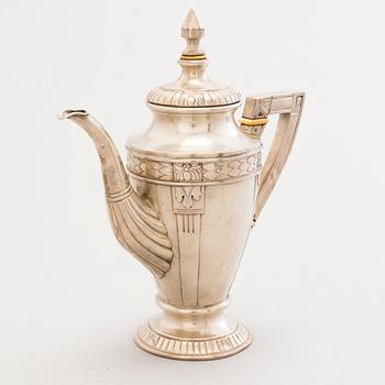 A silver coffee pot, Austria-Hungary 1872-1922, Soviet import mark, Moscow 1927-46.