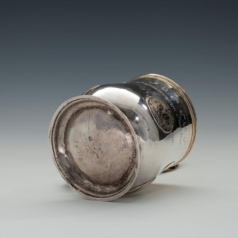 STOP, silver. Lars Hackzell Strängnäs 1737-73. Höjd 15,5 cm. Vikt 710 g.
