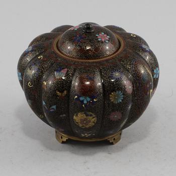 LOCKASK, cloisonné, orientalisk, 1900-tal.