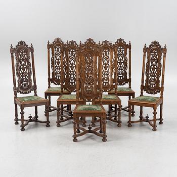 A set of eight Baroque style chairs, late 19th Century.