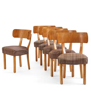 Axel Einar Hjorth, a set of six "Birka" chairs, Nordiska Kompaniet, 1937.