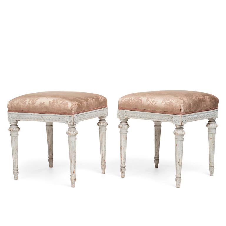 A pair of Gustavian stools by Erik Öhrmark (master in Stockholm 1777-1813).