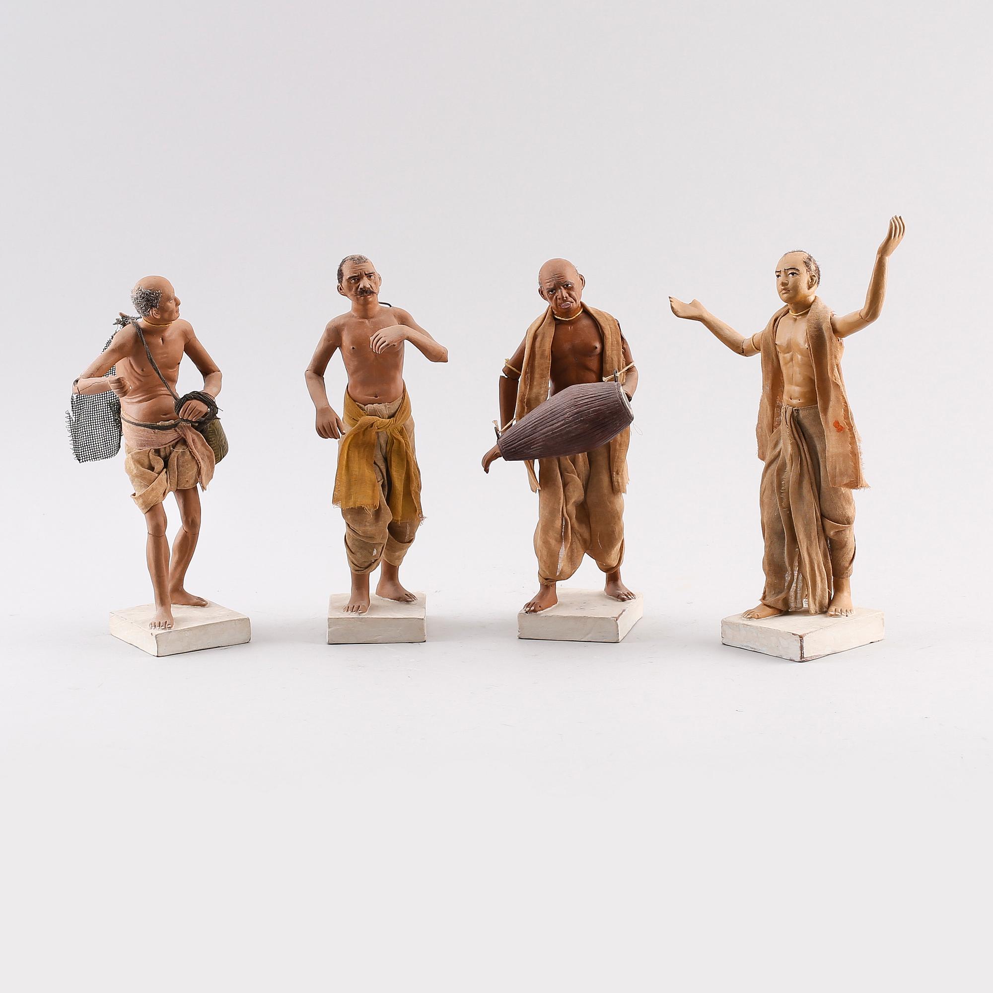 FIGURER, 4 st, terracotta, orientaliska, 1900-talets mitt.