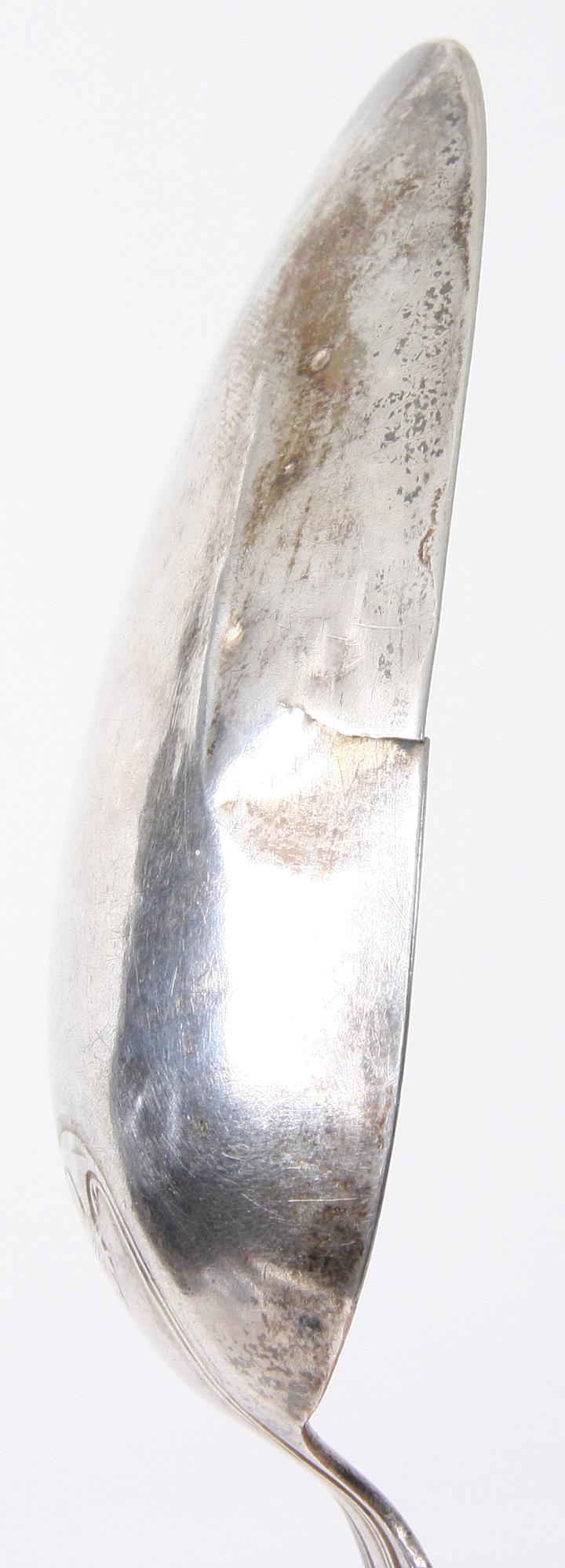 SKEDAR, 5 st, silver, senempire/senempirestil, 1800-tal, delvis stämplade "P E SUNDBERG", vikt ca 85g.