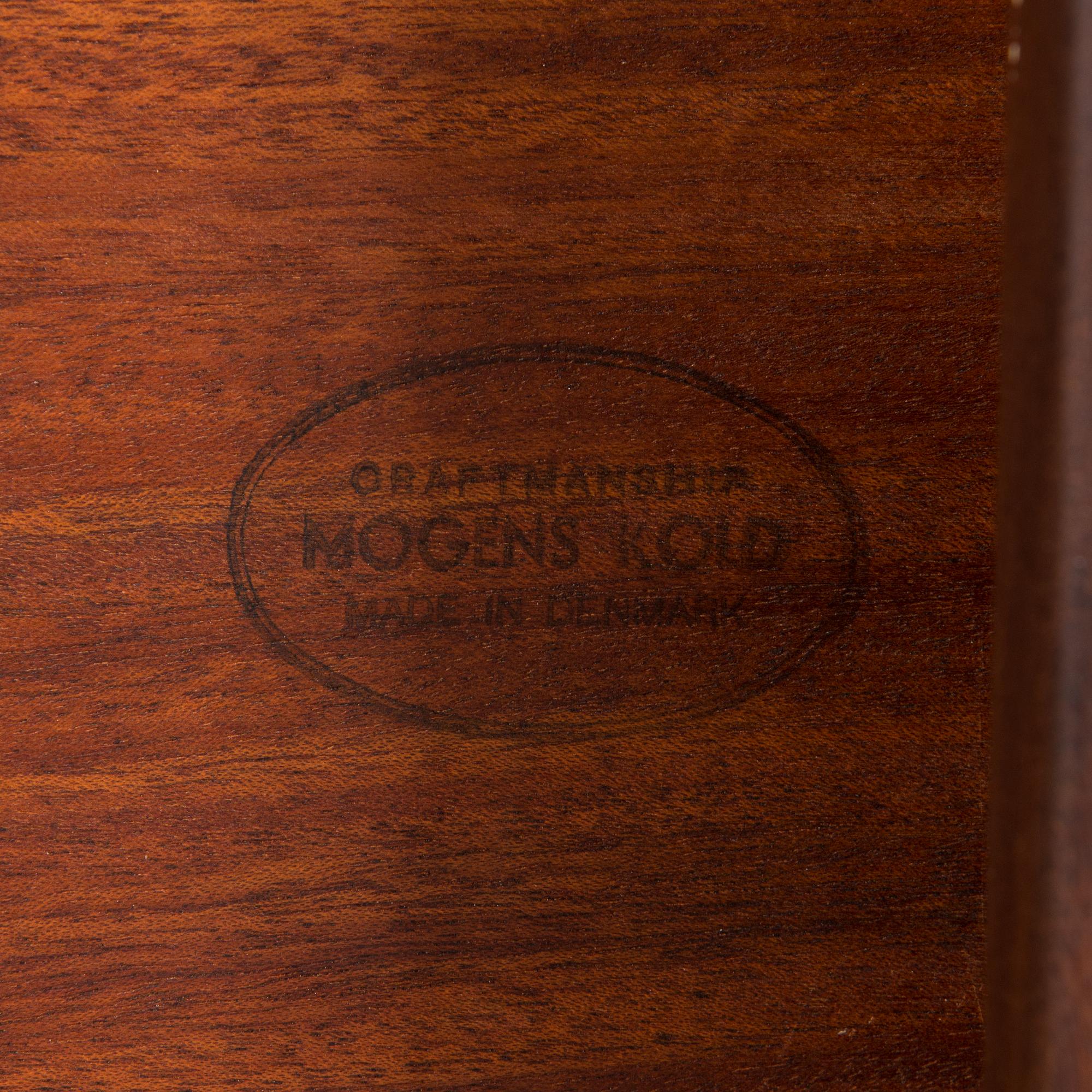 Arne Hovmand-Olsen, 1950's dining table and four chairs for Mogens Kold, A/S Kerteminde, Denmark.
