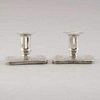 LJUSSTAKAR, 1 par, silver, Otto Wilhelm Kjellberg, Västerås 1870.