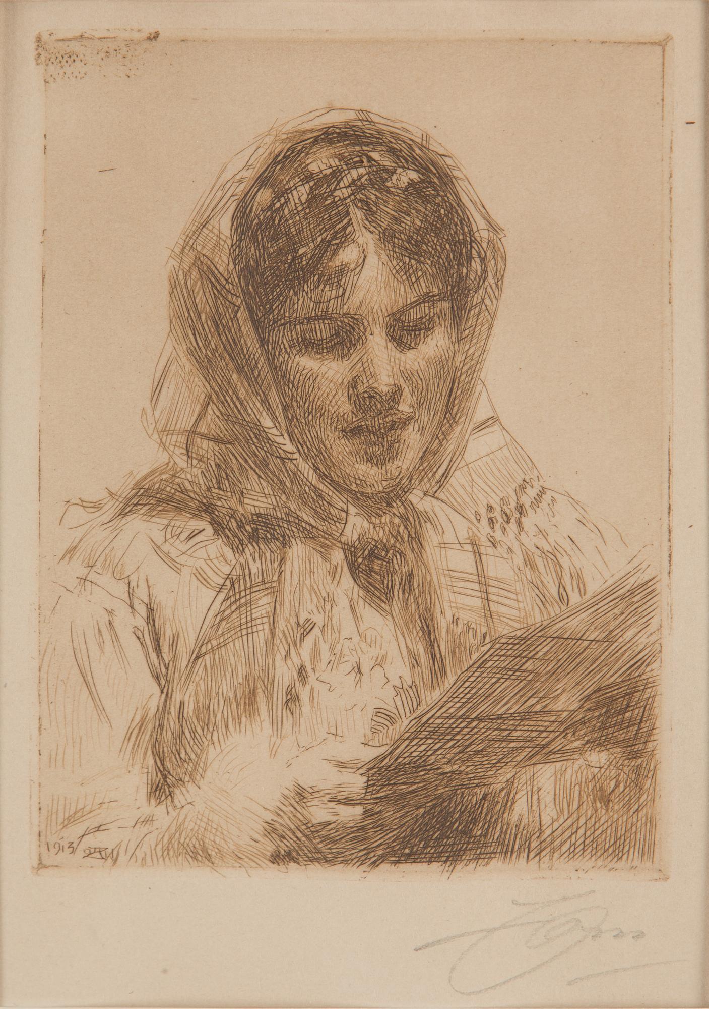 ANDERS ZORN, etching, 1913, signed in pencil.