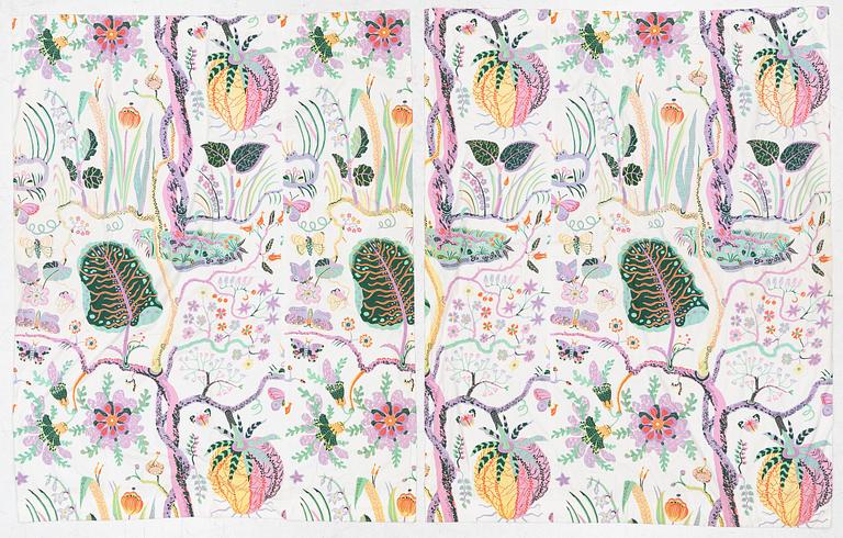Josef Frank, Curtain panels, two pieces, cotton, in the “Hawaii” pattern, Firma Svenskt Tenn.