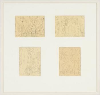 Lennart Rodhe, pencil drawings, 4, signed and dated -44.