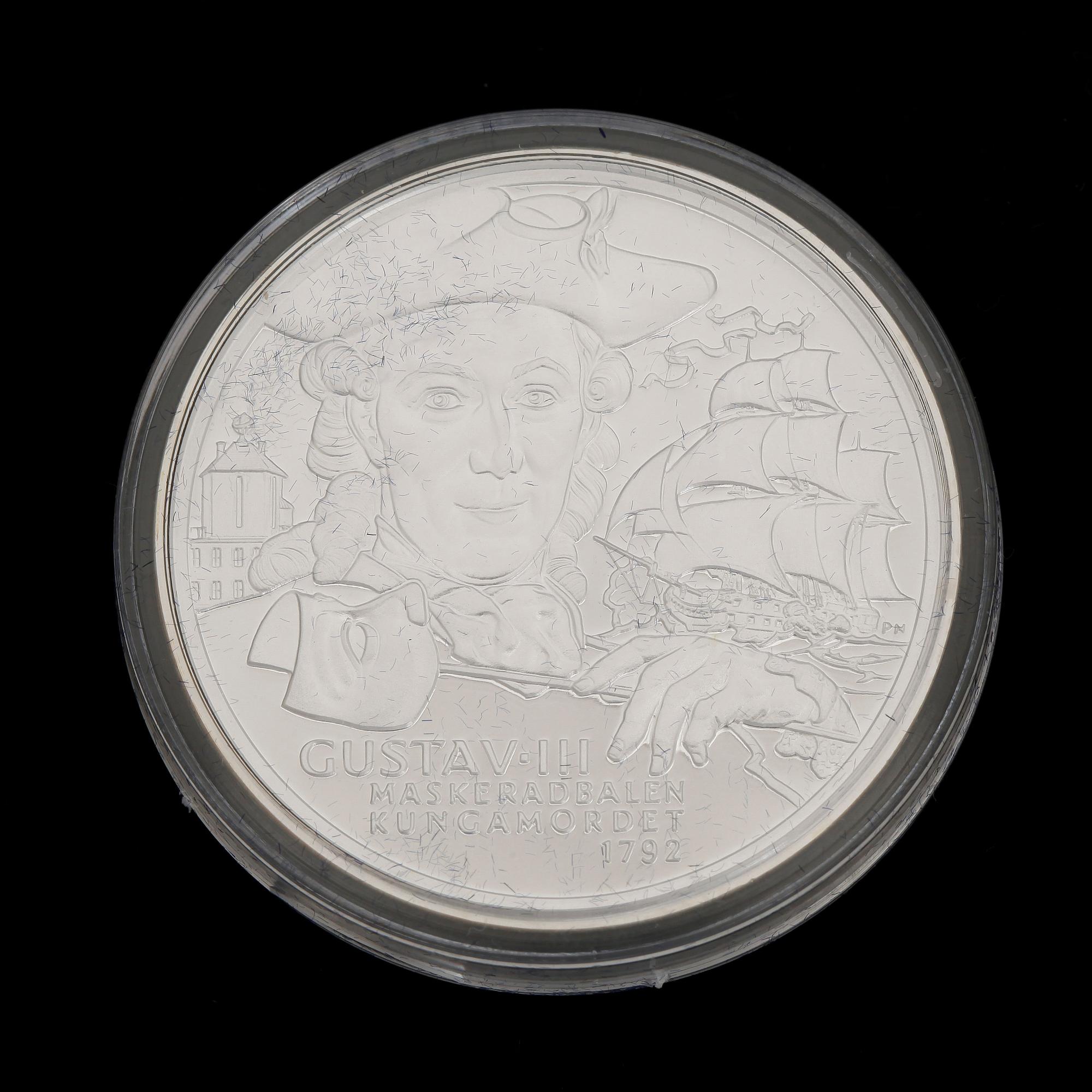 MINNESMYNT, 35 st, sterlingsilver, "Sveriges regenter", ca 945 g.