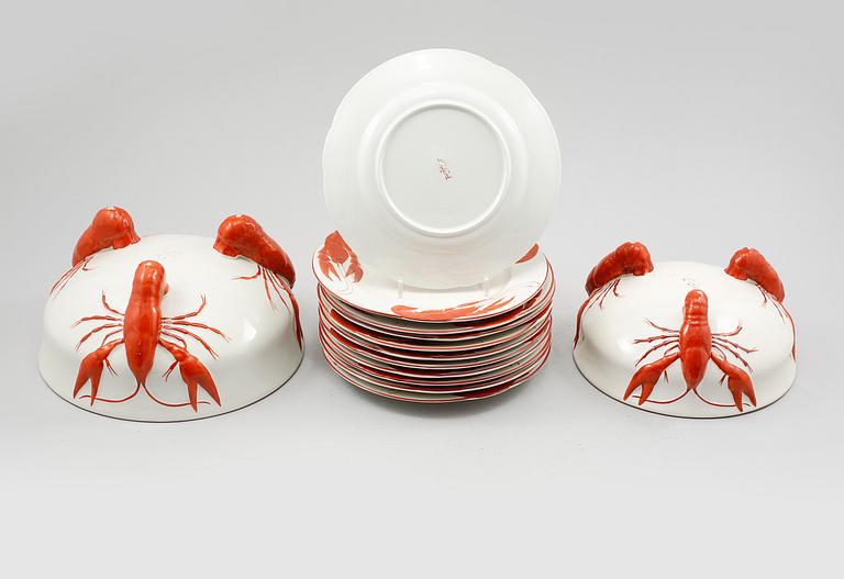 KRÄFTSERVIS, 13 delar, flintgods, Alf Wallander, Rörstrand, 1900-talets första hälft.