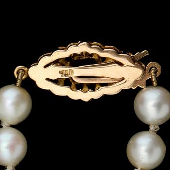 COLLIER, odlade pärlor, lås 18K med ametist.