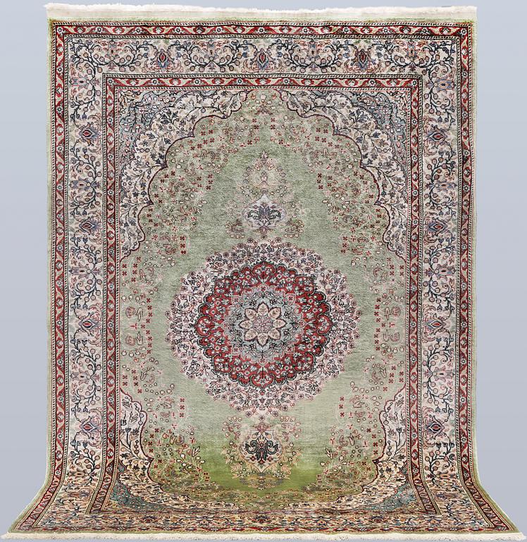 A semi-antique silk Kaysari rug, Turkey, 152 x 103 cm.