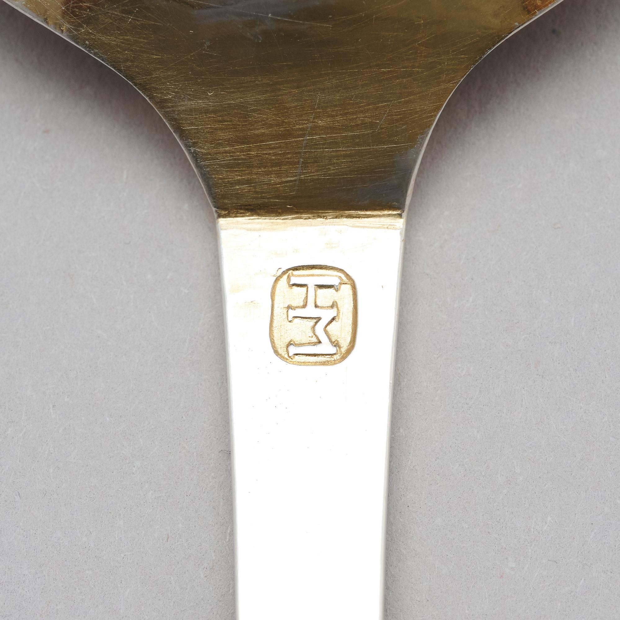 Hans Jacob Möller (levnadsår 1778-1852), sked, delvis förgyllt silver, Köpenhamn.