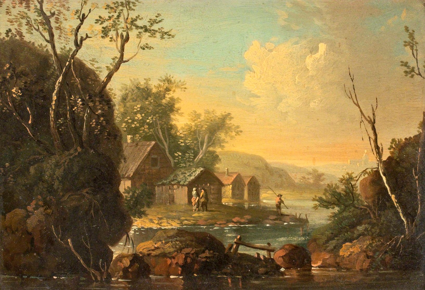 Johan Philip Korn, Landskap med figurer vid vattendrag.
