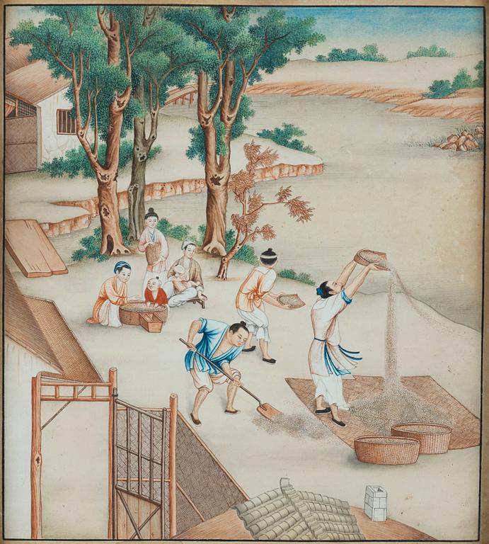 A set of four paintings by unknown Chinese artist, Qing dynasty, 19th Century.