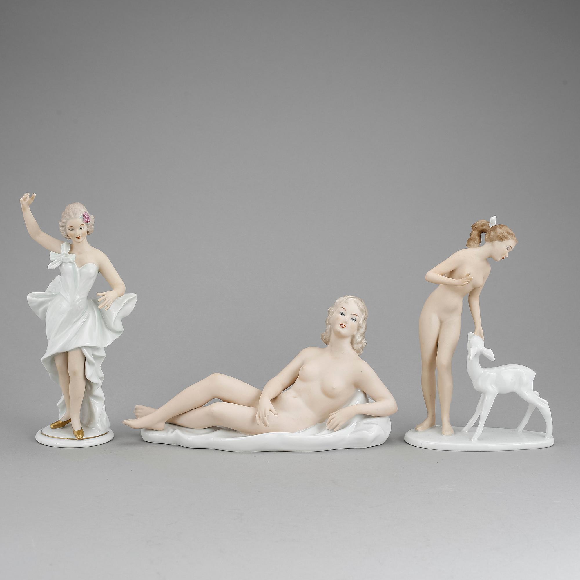 FIGURINER, 3 st, porslin, Wallendorf, 1900-tal.