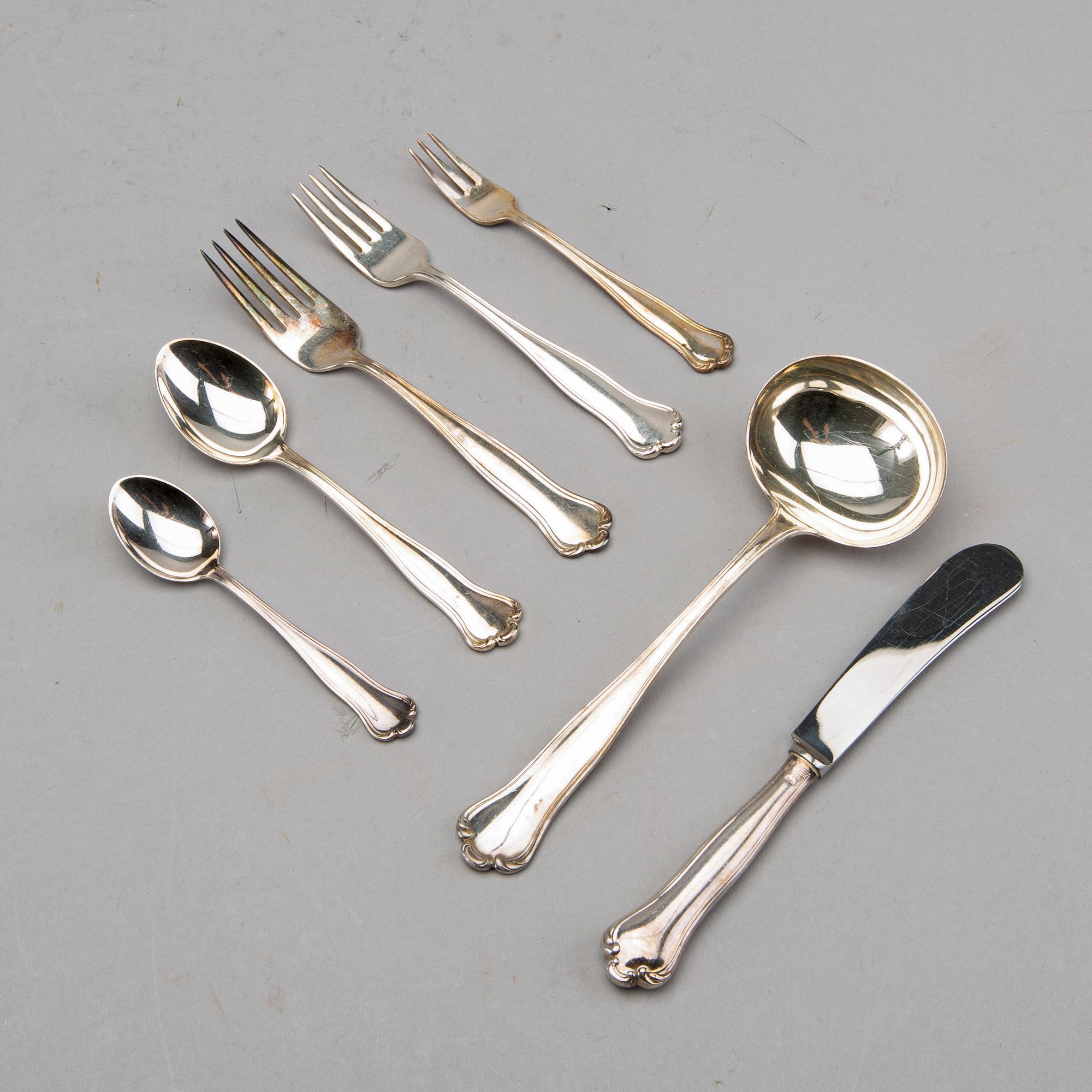 HALLBERGS Bestick  199 dlr "Kungsholm" silver Stockholm 1900-talets mitt.