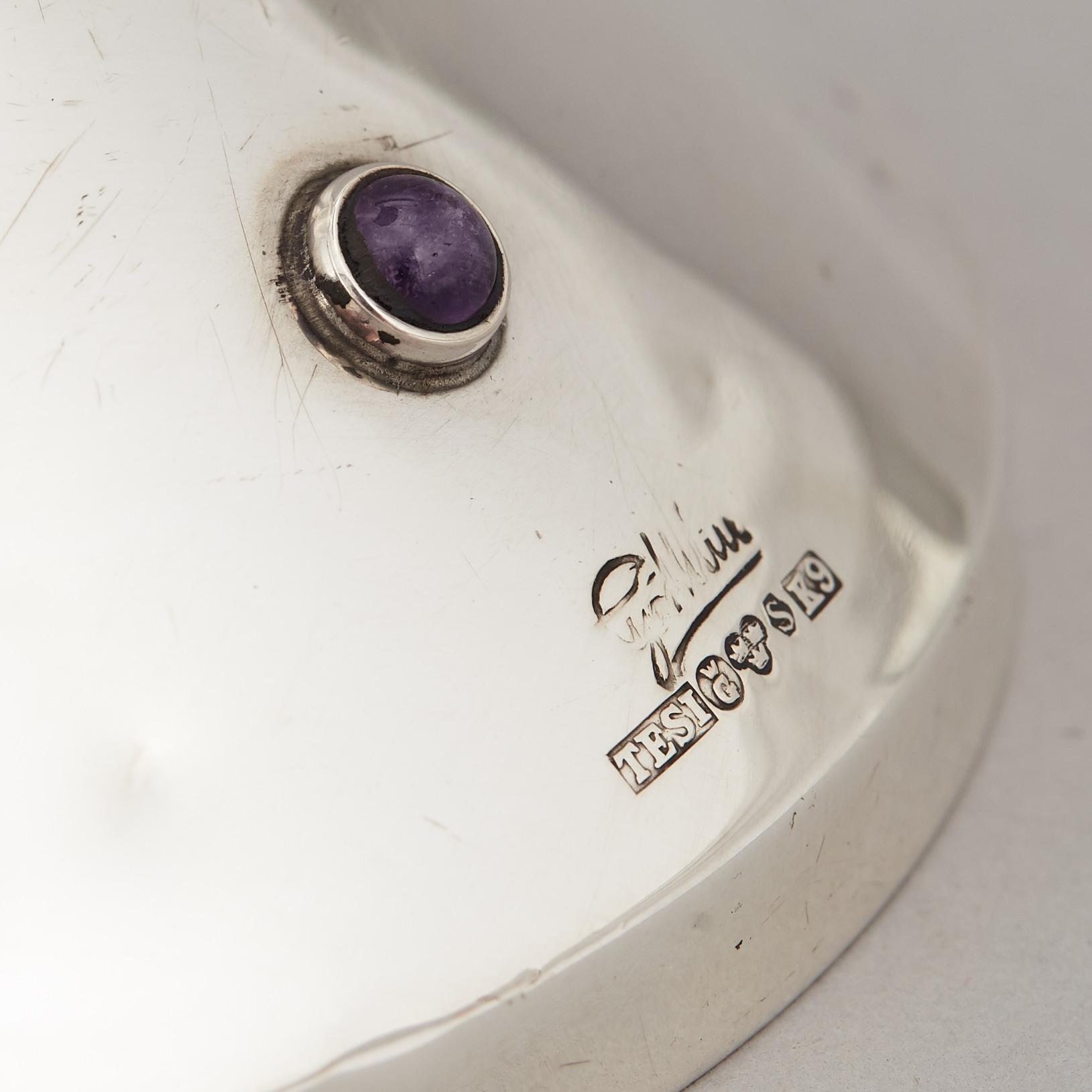 TAGE GÖTHLIN, a apir of silver and amethyst candlesticks, Tesi, Gothenburg 1960-61.