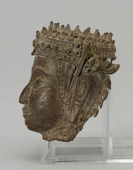 A bronze head of Buddha, Thailand.