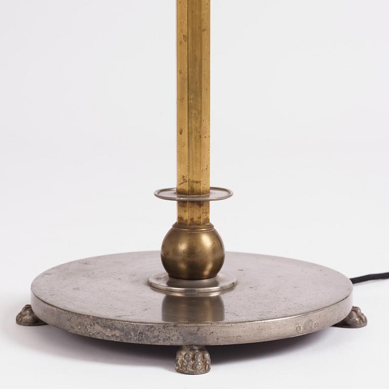 Nils Fougstedt, & Anna Petrus, a rare pewter and brass floor lamp, Svenskt Tenn, Stockholm 1929, model 763 A.