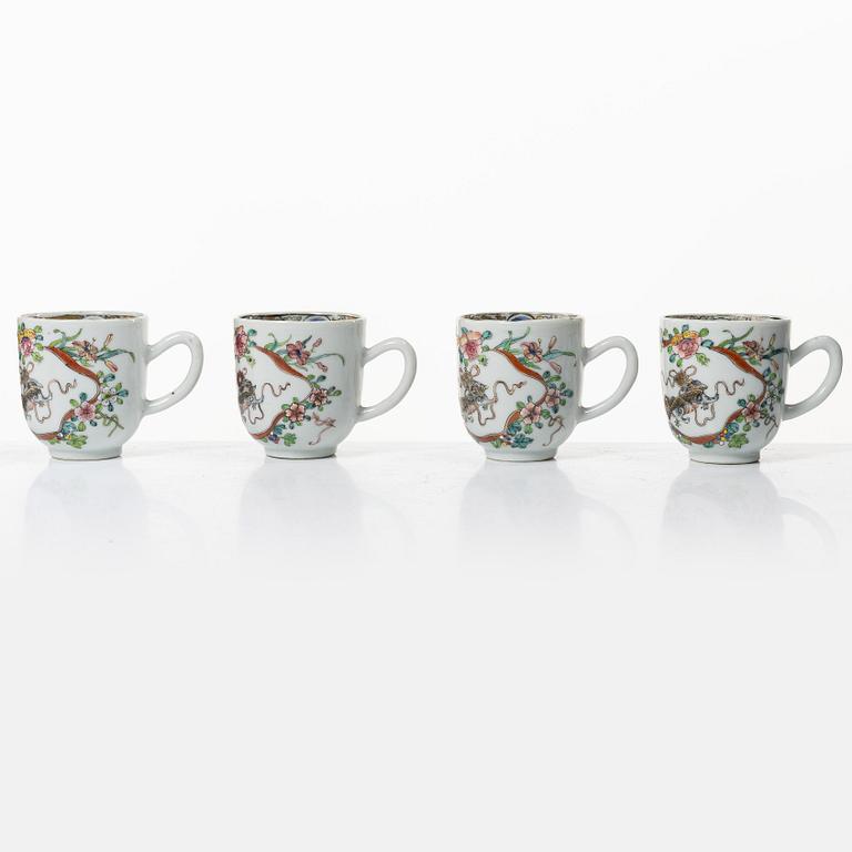 A group lot of 11 Chinese cups, Qing dynasty, Qianlong (1736-95).