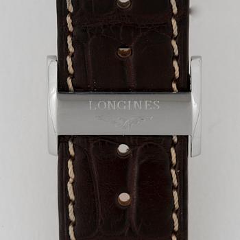Longines - Master Collection Chronograph Moonphase. Automatic. Steel / leather strap. 40mm.
