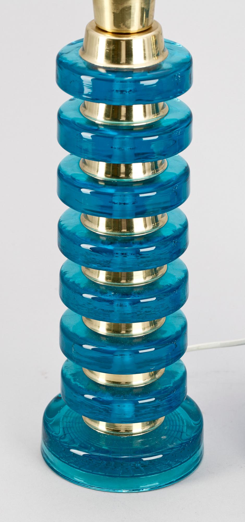 BORDSLAMPOR, ett par, glas, 1970-tal.