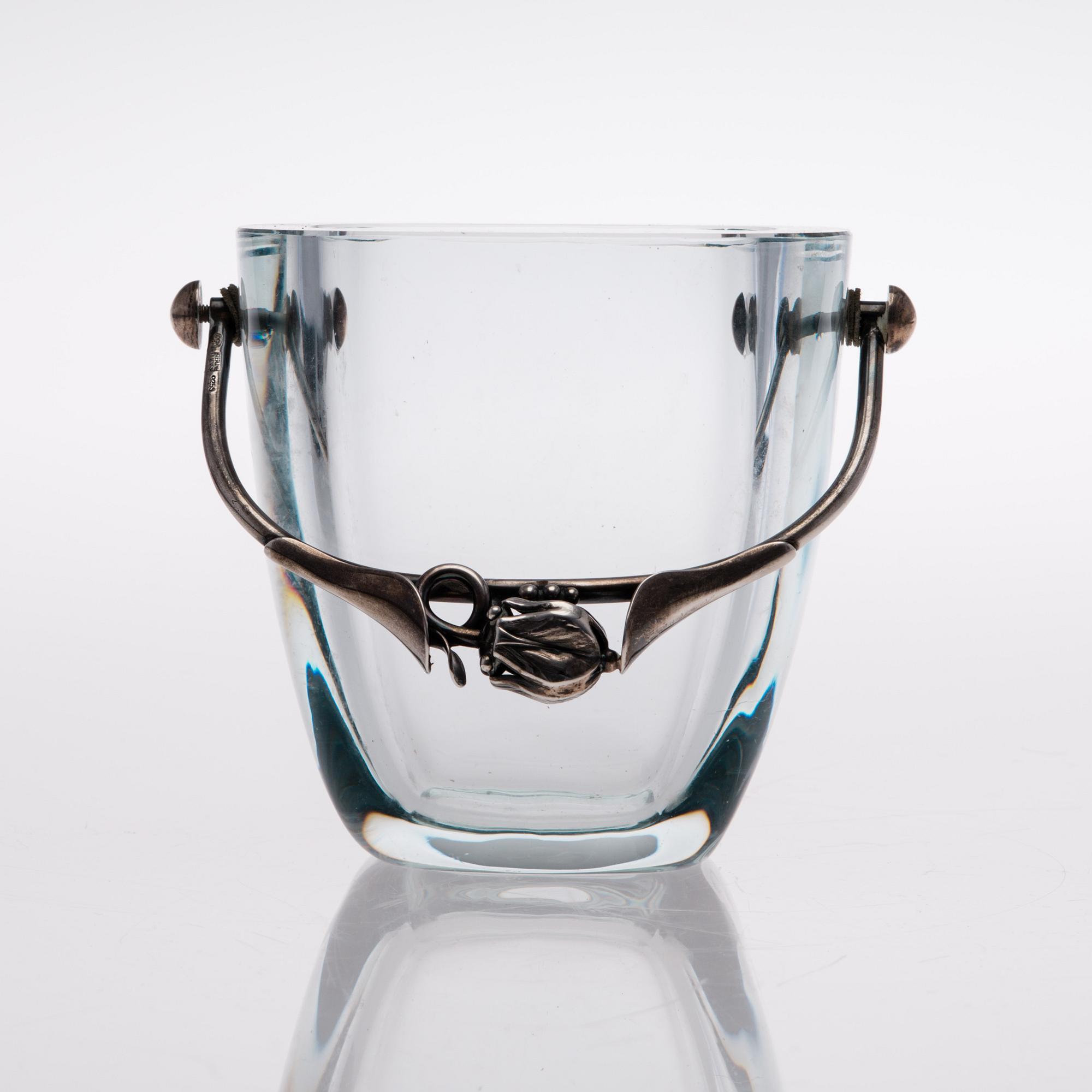 A 1960s DANISH GLASS AND STERLING SILVER ICE BUCKET, marks of DGH, Dansk Guldsmede Håndvark, Copenhagen.