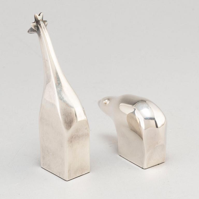 GUNNAR CYRÉN, two silverplated zinc figurines, Danish Design.