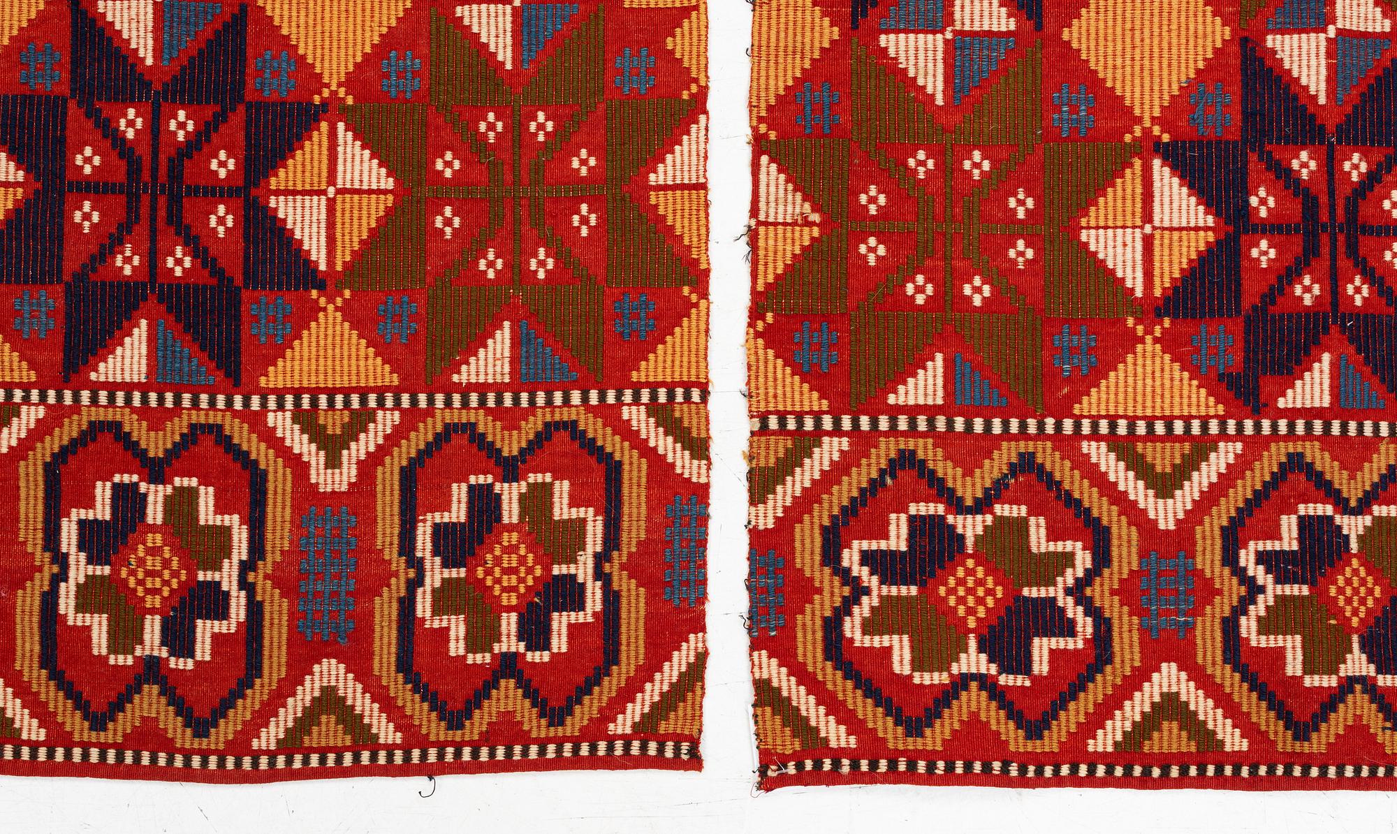 Textile, plain weave, 2 lengths, first half of the 20th century. 195 x 60 each.