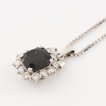 Pendant, Lennart Magnusson, 18K white gold with dark sapphire and brilliant-cut diamonds, chain included.