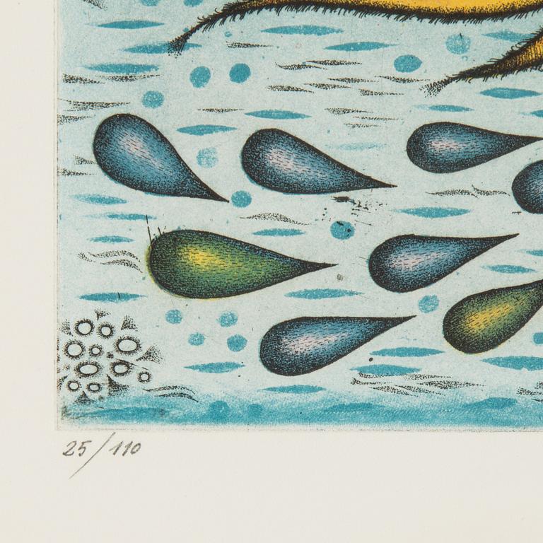 GERALD STEFFE, handkolorerad etsning, signerad och numrerad 25/110.