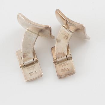 Cufflinks and shirt studs, three pairs, Högbergs, silver and gilded details.