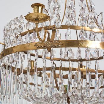 A late Gustavian nine-light chandelier, early 19th century.