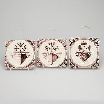 KAKELPLATTOR/FLIS, fajans, 9 st Delft, 1700-tal.