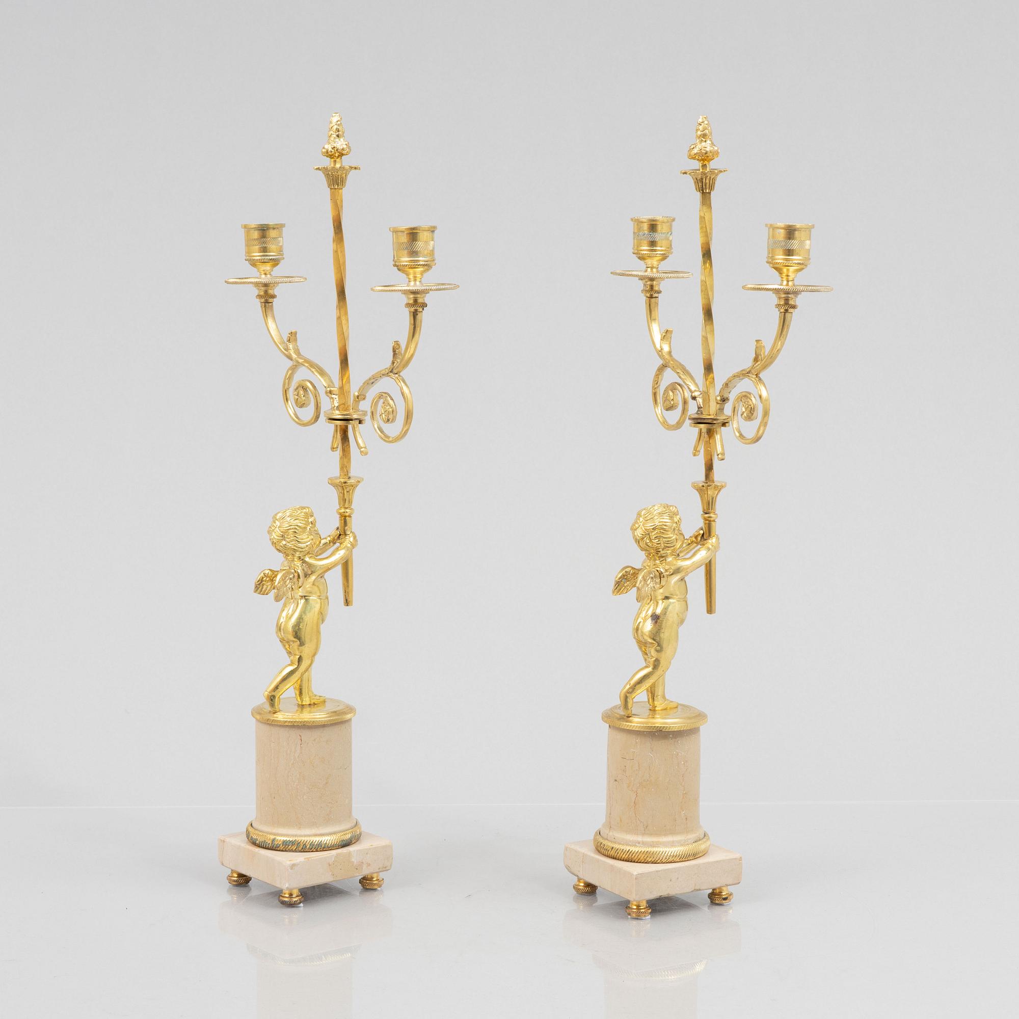 A pair of Candelabra, Empire style, late 20th century.