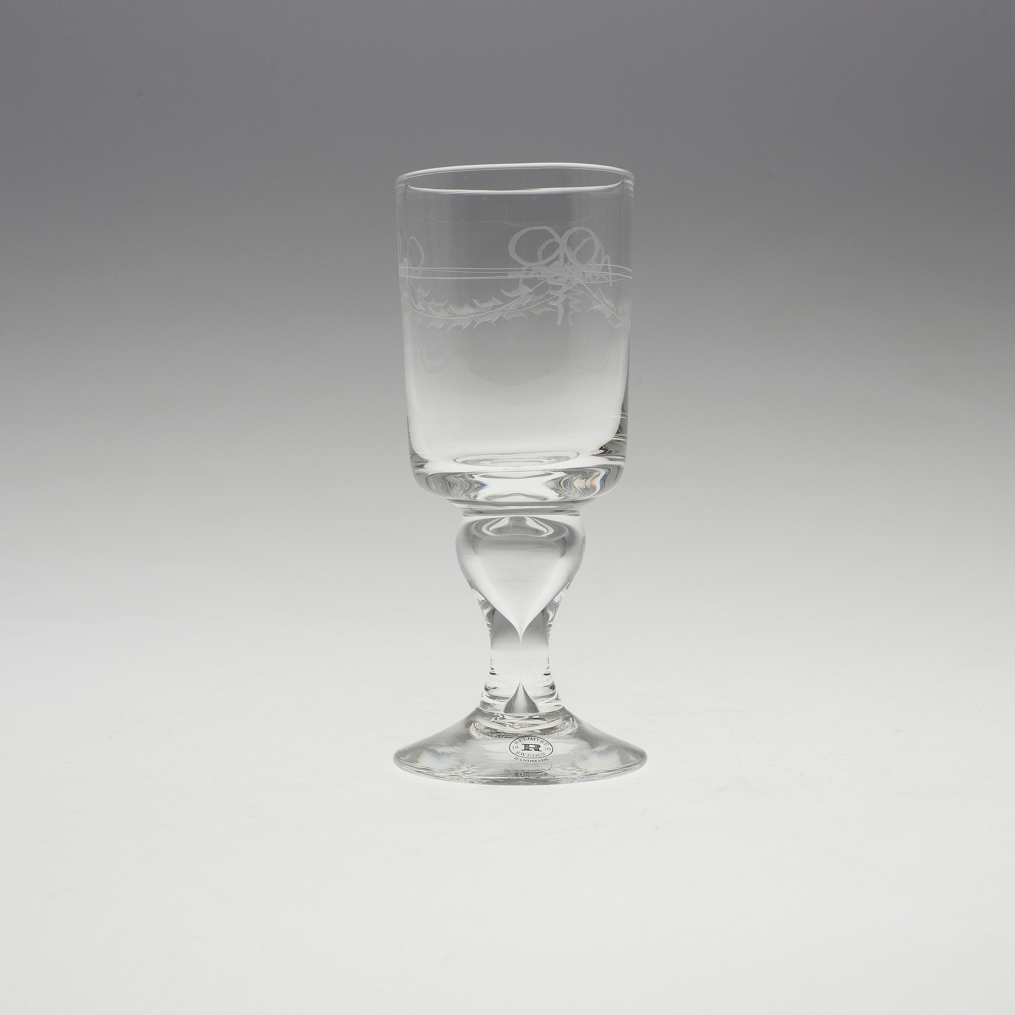 VINGLAS, 12 st, "Antik", Reijmyre Glasbruk.
