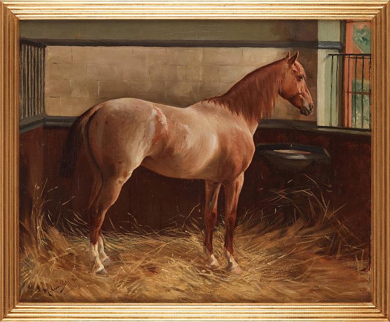 Carl Georg Arsenius, Horse looks out from the stable.