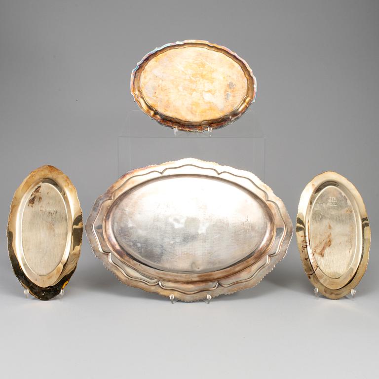 Four serving dishes, marked EP. One marked Tiffany & Co.