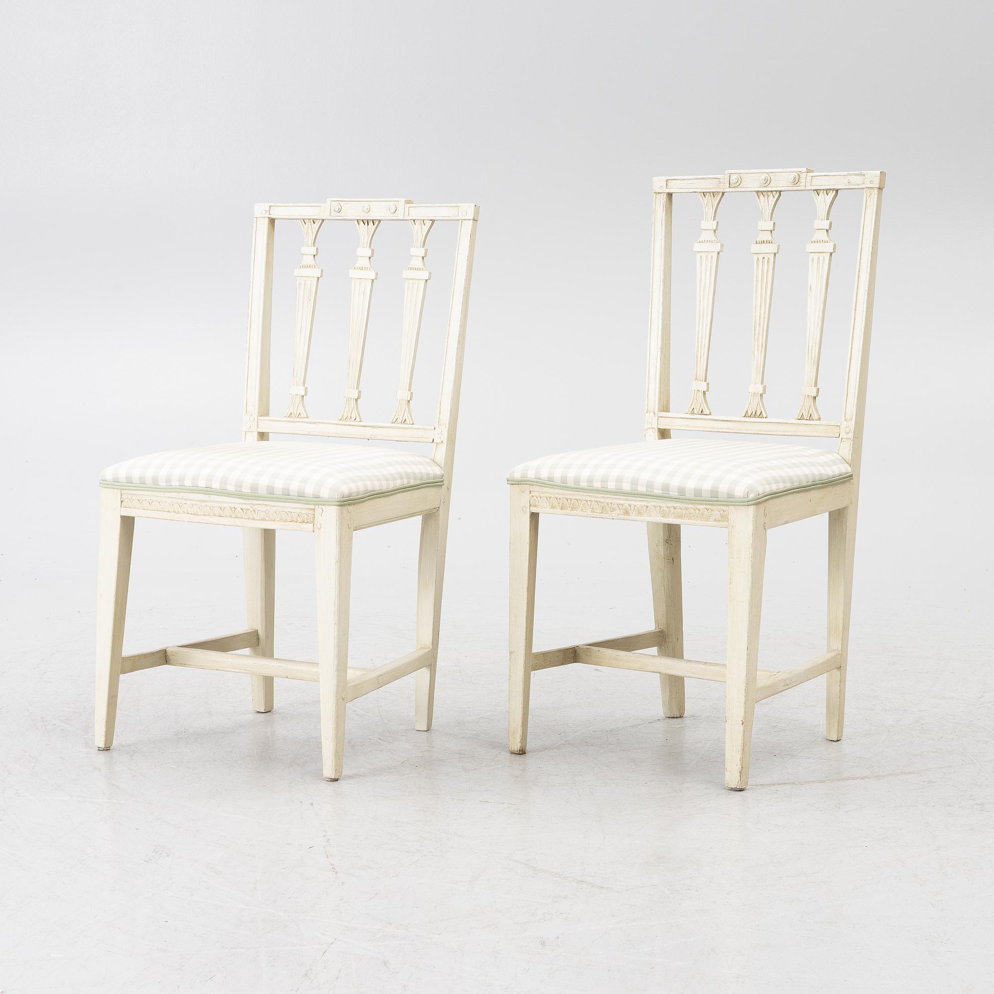 Four late Gustavian chairs, 19th century.