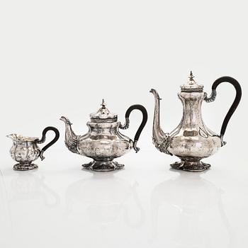 Ivan Gubkin, Kaffe- och teservis, 4 delar, silver, Moskva 1847-48.