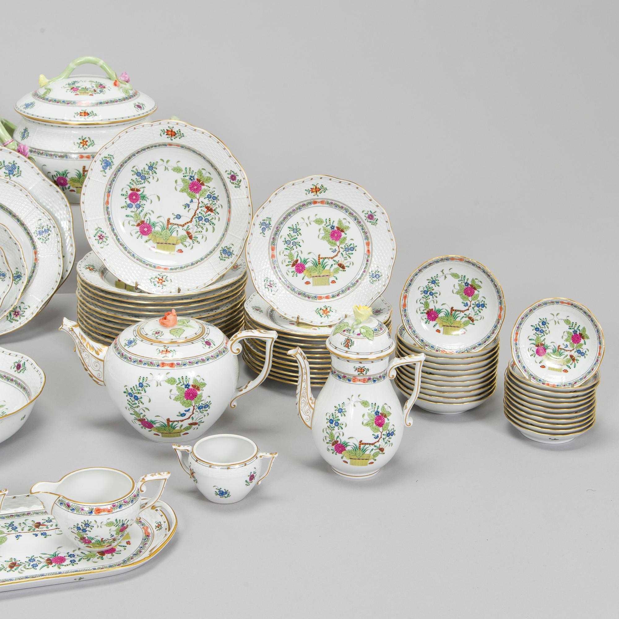 Herend, matservis, 100 delar, porslin, "Indian Basket" Ungern.